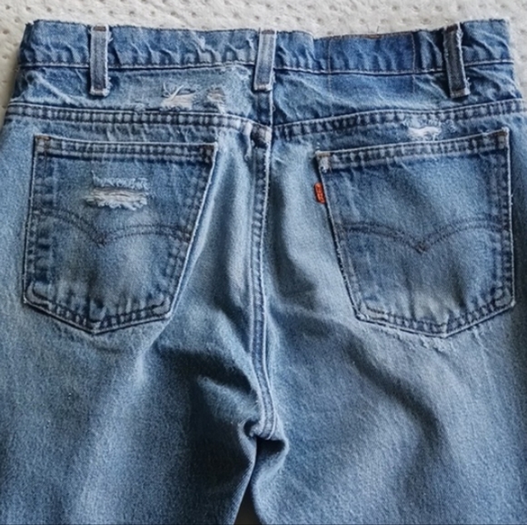 Vintage 517 distressed bootcut light wash Jeans orange tab & gorgeous - Picture 16 of 16